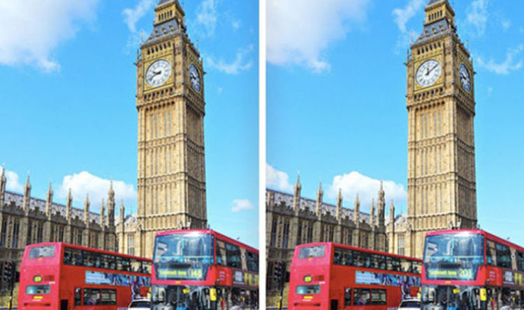 Two pictures of Big Ben to spot the differences.
