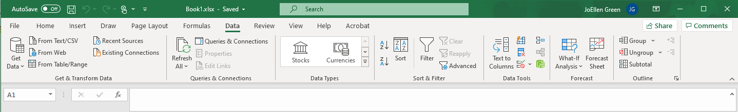 This screenshot is of the Excel Data Tab Menu.  Look to the far-right; there is no Data Analysis option.