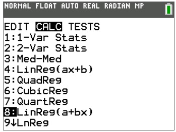 Under calculate select option #8 (linear regression function).