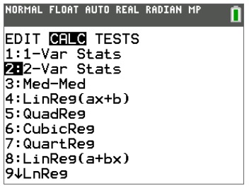 Select two variable statistics to compute sums needed for calculations.