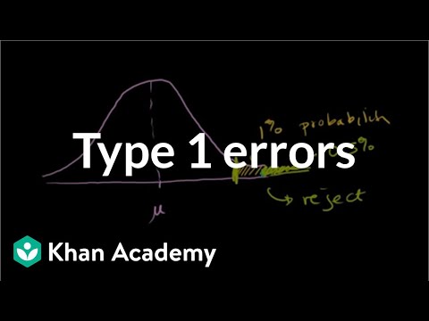 Thumbnail for the embedded element "Type 1 errors | Inferential statistics | Probability and Statistics | Khan Academy"