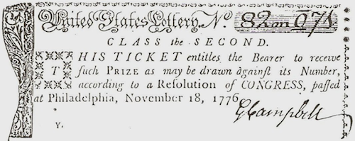 Boleto de lotería del Congreso Continental